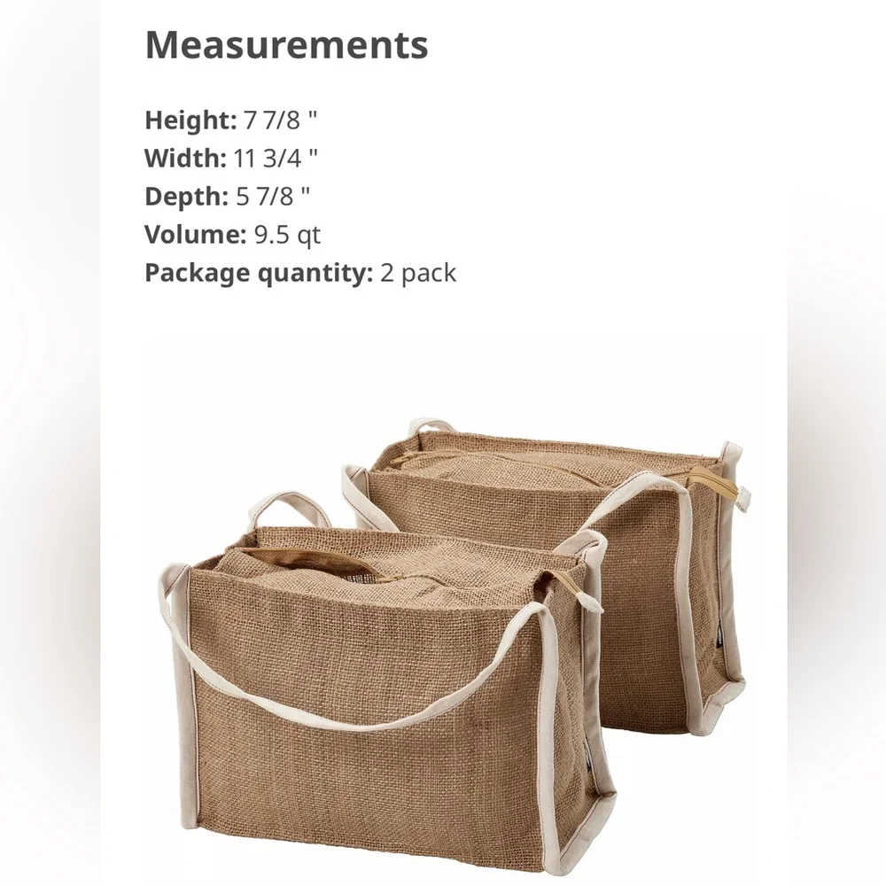 2 PACK Jute Storage Bags with Handles Set of 2 Food Storage Bag IKEA GULLRISMOTT